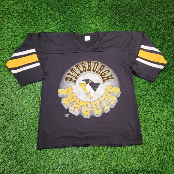VTG 1993 Pittsburgh Penguins T-Shirt Drop Shoulder Mens Medium 90s Fit - Picture 1 of 9
